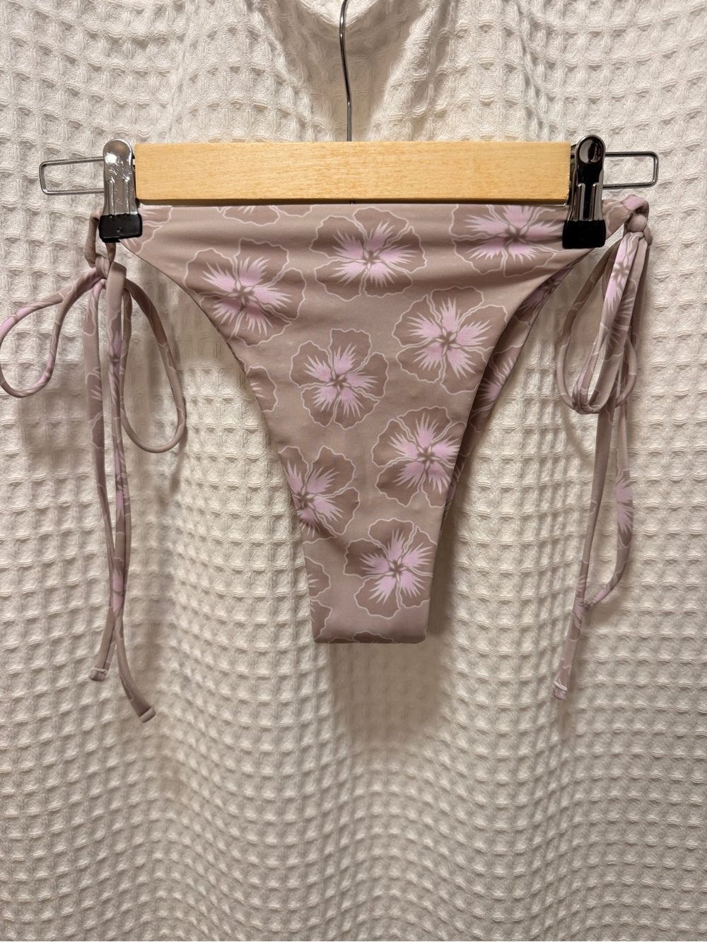 Tie-Side Floral Bikini Bottoms in Dusty Pink